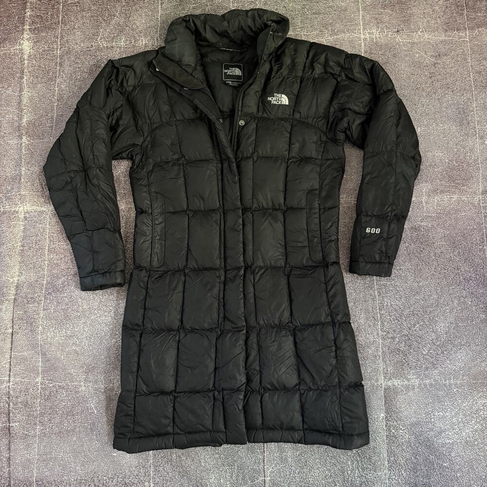 Women's The North Face TNF Nuptse Black 600 Down Puffer Parka Coat Jacket Sz XS